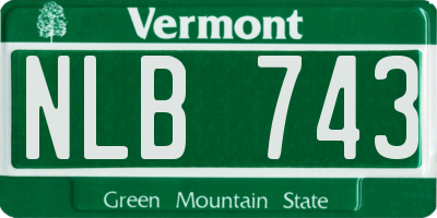 VT license plate NLB743