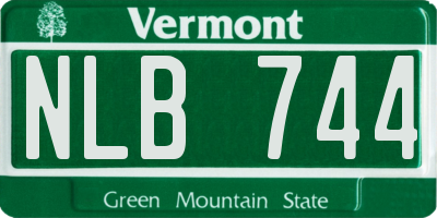 VT license plate NLB744