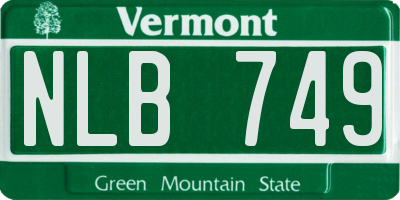 VT license plate NLB749