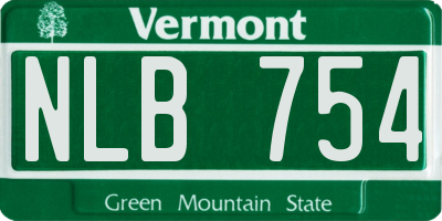 VT license plate NLB754
