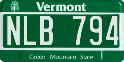 VT license plate NLB794