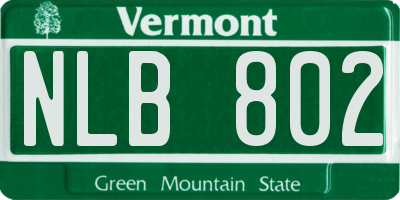 VT license plate NLB802