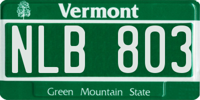VT license plate NLB803