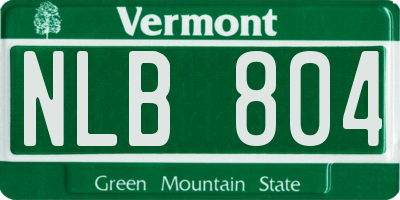 VT license plate NLB804
