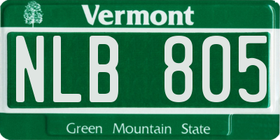 VT license plate NLB805