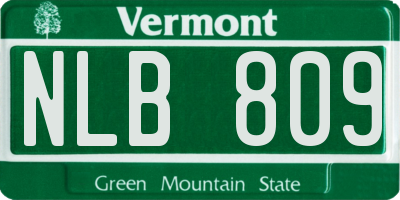 VT license plate NLB809