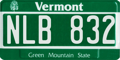 VT license plate NLB832