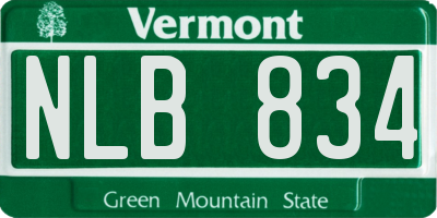 VT license plate NLB834