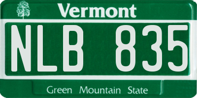 VT license plate NLB835