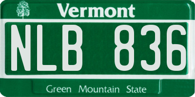VT license plate NLB836