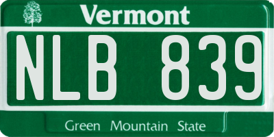 VT license plate NLB839