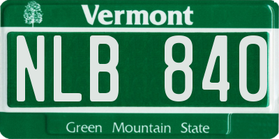 VT license plate NLB840