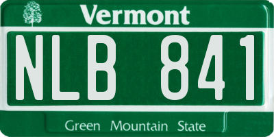 VT license plate NLB841