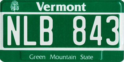VT license plate NLB843