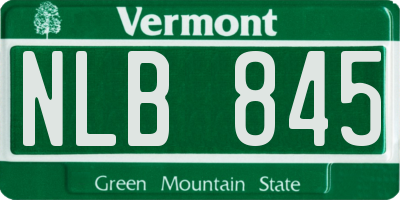 VT license plate NLB845