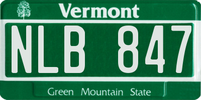 VT license plate NLB847