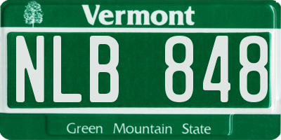 VT license plate NLB848