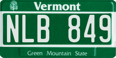 VT license plate NLB849
