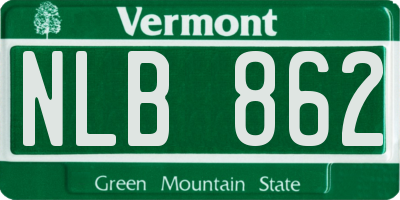 VT license plate NLB862