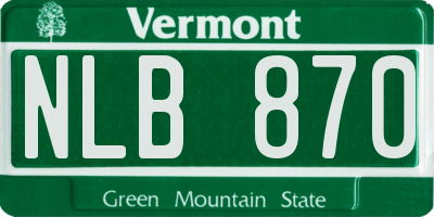 VT license plate NLB870