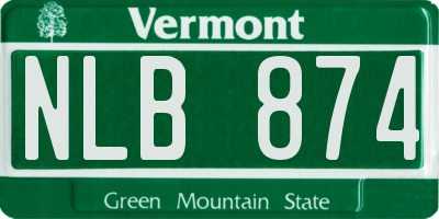 VT license plate NLB874