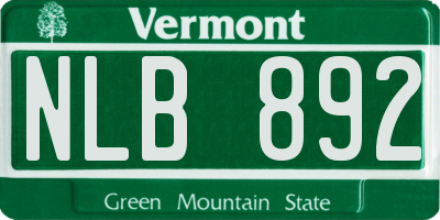 VT license plate NLB892
