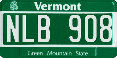 VT license plate NLB908
