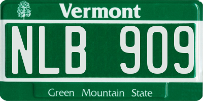 VT license plate NLB909