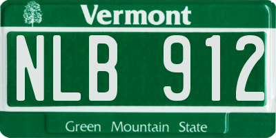 VT license plate NLB912