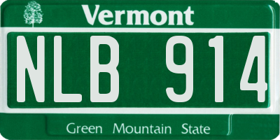 VT license plate NLB914