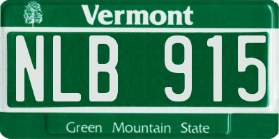 VT license plate NLB915