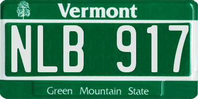 VT license plate NLB917