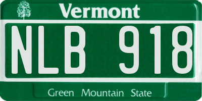VT license plate NLB918