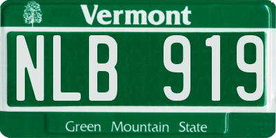 VT license plate NLB919