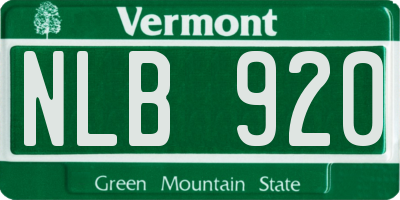 VT license plate NLB920