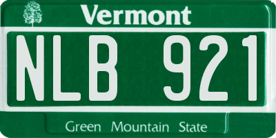 VT license plate NLB921