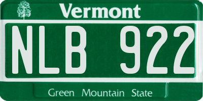 VT license plate NLB922