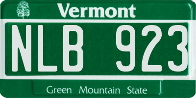 VT license plate NLB923