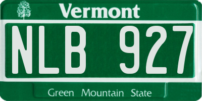 VT license plate NLB927