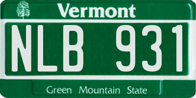 VT license plate NLB931