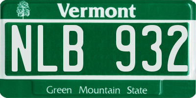 VT license plate NLB932