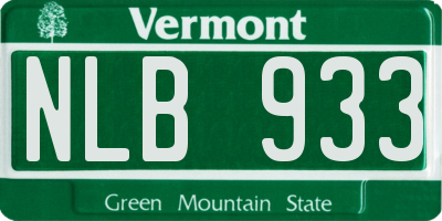 VT license plate NLB933