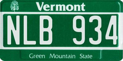 VT license plate NLB934