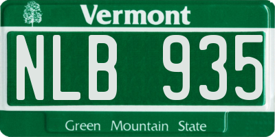 VT license plate NLB935