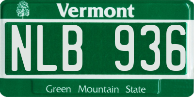 VT license plate NLB936