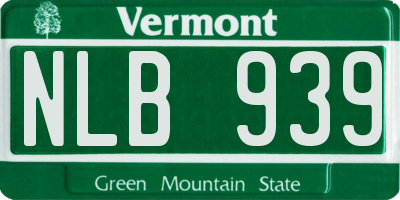 VT license plate NLB939