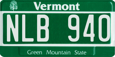 VT license plate NLB940