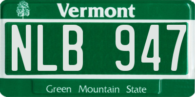 VT license plate NLB947