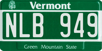 VT license plate NLB949