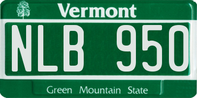 VT license plate NLB950